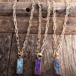 RH mode collier ras du cou collier déclaration grosse chaîne couleur or Druzy pierre charme Punk Necklaces245f