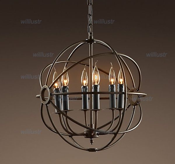 Éclairage industriel Suspension Vintage FOUCAULT ORB CHANDELIER FER RUSTIQUE Gyro Loft hôtel café bar restaurant suspension lumière 50cm 65cm