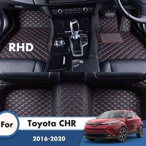 Alfombrillas de cuero RHD para coche Toyota C-HR CHR 2020 2019 2018 2017 2016, accesorios de diseño de coche personalizados, cubierta Interior W220328