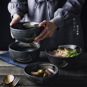 RHE bol de riz en céramique japonais bol de Ramen salade bol de soupe de nouilles Restaurant cuisine vaisselle décoration de la maison 220408