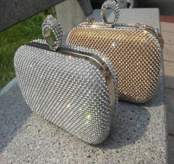 Bolsa de embrague de novia de Rhienstone, bolso de boda de cristal de oro, Lady Fashion Fashion Minere Party Prom Purse6877633