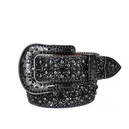 Rhinestone Belt Luxury Design Diamond Buckle Black Strap for Jeans Decoratieve Rivet Belts Ceinture Femme Western