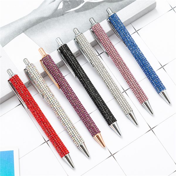 Strass Bling métal stylos à bille encre noire pointe moyenne 1mm cadeau stylo pour noël mariage anniversaire XBJK2112