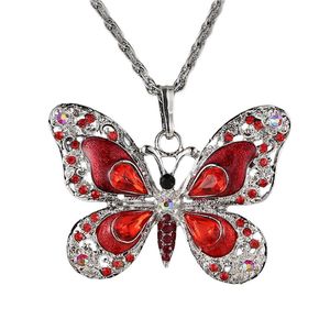 Collier pendentif papillon en strass, décoration de fête de mariage, insecte en cristal, bijoux cadeaux pour femmes