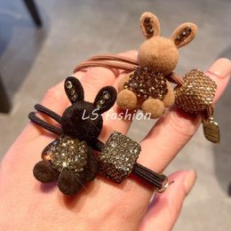 Rhinestone cartoon konijn haar boog stropdas lint touwen banden banden magere griezelige elastiek paardenstaarthouders voor vrouwelijke meisjes 1506