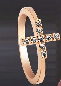 Rhinestone Cross Rings voor Vrouwen Goud Kleur Koreaanse Stijl Leuke Groothandel Nieuwe Hot Leuke Meisjes Sieraden