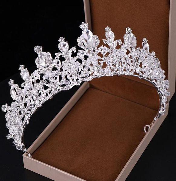 Rigiane couronne et diadèmes de mariage mariée Tiara Queen Righestone Crystal Crown Bridal Hair Bijoux Tête Adormage Headpices4846560