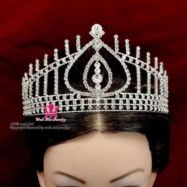 Strass Couronnes Diadèmes Hong Kong Miss Beauté Pageant Reine De Mariée Mariage Princesse Fête De Bal Nuit Clup Show Cristal Bandeau H2245