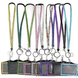 Strass Kristal Kaart ID Badge Houder met Lanyard Touw Bling Verticale ID Visitekaartje Etui Kantoor Papelaria Benodigdheden Hot selling