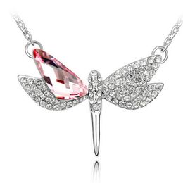 Rhinestone Crystal Dragonfly hanger ketting gemaakt met Oostenrijkse kristallen voor vrouwen Gift gratis verzending