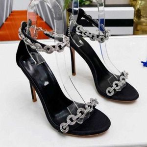 strass kristallen verfraaide sandalen PVC schoenen met hoge hakken met 10,5 cm schacht blootgestelde hakken Luxurys designer jurk avondschoenen dunne schoenen met hoge hakken.