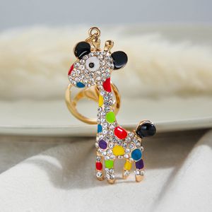 Strass mignon dessin animé cerf Sika porte-clés pendentif mode bijoux diamant ensemble sac porte-clés accessoires cadeau