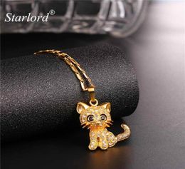 Rhingestone Collier de chat mignon chaîne de liaison de couleur or tendance pour femmes collares chanceux Pet Pendant Bijoux entier P245333128247576