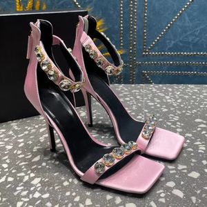 Décoration de strass Stiletto Sandales Strap de la cheville Gladiator Party Chaussures Chaussures robes ouvertes pour femmes