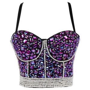 Strass Diamant Paillettes Débardeur Femmes Scène Partie Shaper Camis Soutien-Gorge Chemise Femme Vêtements Punk Corset Dames Crop Tops y2k Blusa 240229