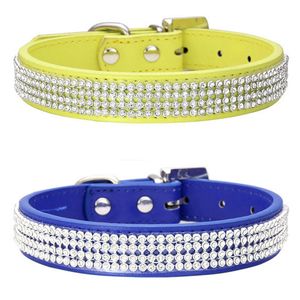 Strass Halsbanden Kristal Duurzaam Diamante Bezaaid Kleine Honden Ketting Verstelbare PU Leer Huisdier Puppy Halsbanden BH7665 TQQ