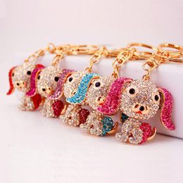 Rhinestone Dog Sleutelhanger Sleutelhanger Metalen Hanger Auto Keys Accessoires Sleutelhangers Houder Ornament Mode Tas Decoratie Sieraden Charms