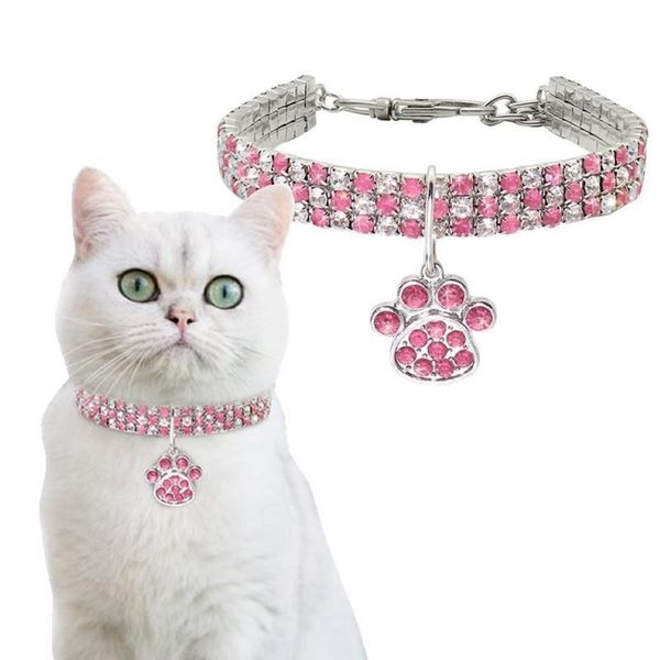 Strass chien chiot collier mignon chat collier Bling chien chat bijoux colliers animal cristal diamant élasticité collier fournitures pour animaux de compagnie2415