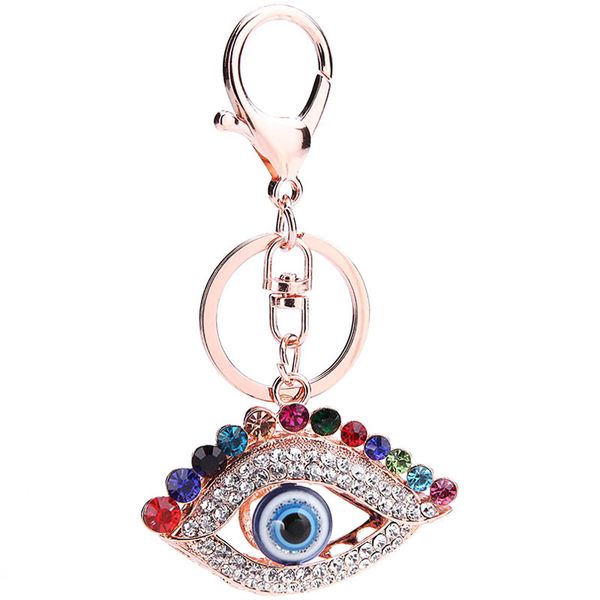 Porte-clés strass mauvais œil, yeux bleus turcs, pendentif de sac, porte-clés, personnalité de la mode, porte-clés en alliage métallique pour voitures