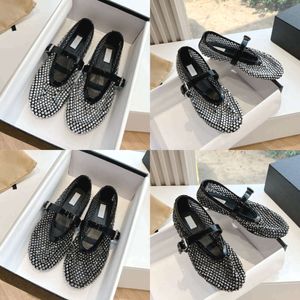 Strass résille ballerines femmes sandales de créateur tissu noir mocassins classiques boucle chaussures décontractées 548