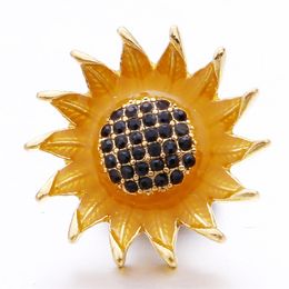 Rhinestone Gadget Gold 18mm Snap knoop gespiepen Sunflower Charms voor snaps Diy sieraden Leveranciers cadeau5799892