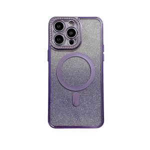 Rhinestone glitter gradi￫nt magnetische telefoonhoesjes voor iPhone 14 plus 13 12 11 Pro Max Diamond Ladies Cover Anti Drop Shockproof Soft Shell