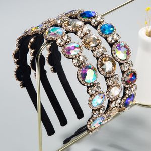 Rhinestone Hoofdband Crystal Hair Bands Dames Glazen Boor Flanel Haar Hoop Mode Kleurrijke Haaraccessoires J1520