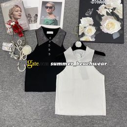 Strass Rapel Geknit Vest Zomer Adembreide gebreide tanktops Sexy Slim Fit gebreide Top Dames breisels Top Tanks T -mouwloze gebreide pullover