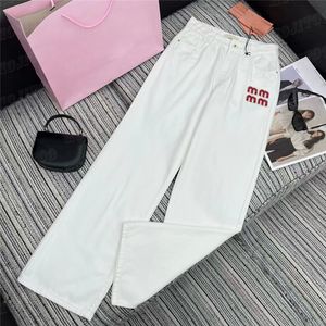Strierse letter jeans ontwerper denim broek voor vrouwen modemerk rechte been beurtjes Hiphop Street Style White Pant Jean