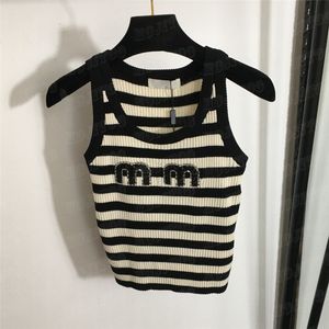 Swinestone Letter Top Top Tricoted Striped Vest Women Designer T-Shirts Summer Crop Tanks Sports Gitests