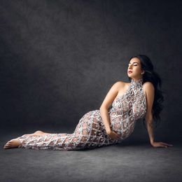Striegeestone kraamfotoshoot jurken sexy kristallen sprankelende rekbare gaasjurk voor zwangere vrouwen zwangerschapsfotografie L2405