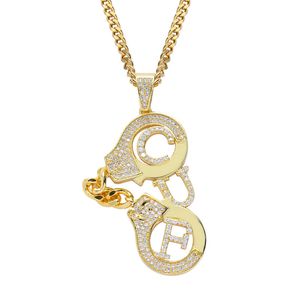 Strass Hommes Collier Ice Out Zircon Cubique Pendentif Or Argent Couleur Hip Hop Charme Chaîne Bijoux Q0531