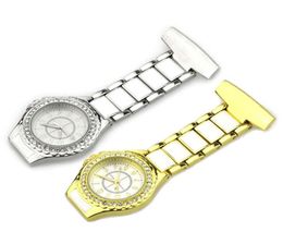 Rhinestone Nurse Watch FOB Pocket Nursing Watch Diamond reversbroche klok voor ziekenhuisarts gebruik als medische geschenken gouden en SIL1378678