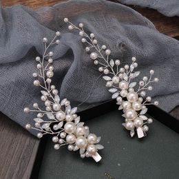 Rhingestone Pearl Hair Clip Band Breadal Hair Accessories Femme Femme Tiara Crystal Band Bande Barrettes Barrettes Bijoux Gift