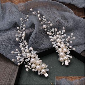 Strass perle pince à cheveux bandeau accessoires de mariée femmes diadème cristal Barrettes de mariage bijoux cadeau Dhgarden Ot8Yk