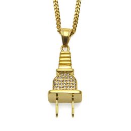 Collier pendentif avec prise en strass, Hip Hop Rock Punk, prise électrique en forme de petit ami, amoureux, cadeaux d'anniversaire 284Z