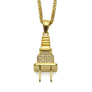 Strass Plug Hanger Ketting Hip Hop Rock Punk Socket Stekker Vorm Vriendje Liefhebbers Verjaardag Gifts281i