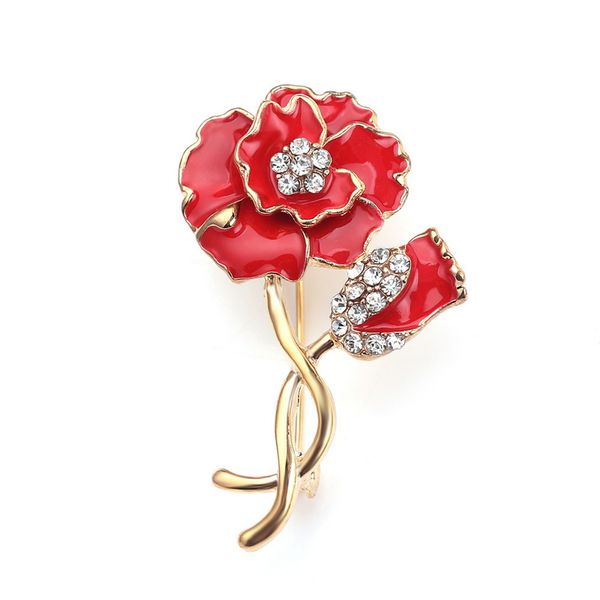 Strass coquelicot fleur broche fournitures de fête fête britannique jour du Souvenir mode Diamante cristal poitrine broche