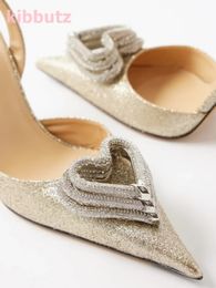 Rhinestone pumps hart glanzende enkelband kristal puntige teen dunne hak solide elegante mode sexy dames schoen est ss