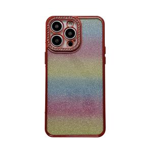 Cas de téléphone dégradé de paillettes arc-en-ciel strass pour iphone 14 Plus 13 12 11 Pro Max XS XR luxe diamant dames couverture anti-chute antichoc