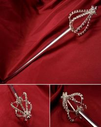 RHINESTONE SCEPTERS CRISTAL FLORW Bub Shape Miss Beauty Pageant Queen Crown Props Cosplay Party Bar Show Accessoires Sceptre MK024900232