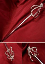 RHINESTONE SCEPTERS CRISTAL FLORW Bub Shape Miss Beauty Pageant Queen Crown Props Cosplay Party Bar Show Accessoires Sceptre MK028586280