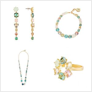 Série strass collier boucles d'oreilles Bracelet bague Aqua étoile gemme plusieurs pierres précieuses rondes cristal multicolore