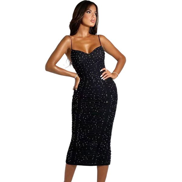 Drinestone Sexy Instagram Celebrity Anchor Women Lady Style Sling Vestida Venia de cumpleaños Bodycon Vestidos HL5125