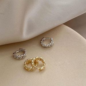 Strass petite chaîne de perçage boucles d'oreilles rondes pour femmes mignon cercle oreille anneau femme mode bijoux Brincos Huggie260S
