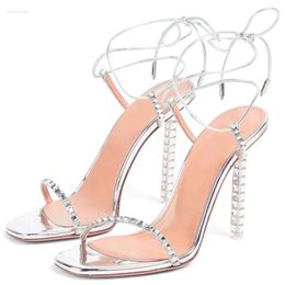 Sannestone Stiletto Sier Sandals Open Diamond Toe Femme Summer 2024 CROSS CROSS TIE HELT HALS TALES FORMES FEMMES 614 D C0CA