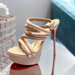 Chaussures pour femmes à lanières en strass noir rouge talons hauts en cuir chaussures de fête sensuelles chaussures de mariage sandales à bout ouvert 15 cm tailles 35-43 + boîte