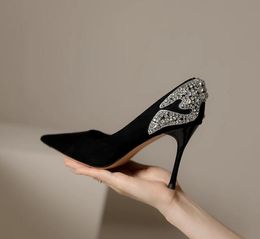 Rhinestone Suede High Women Designer Heel Shoes CM Stiletto Heels Poested Toe Slip On Fashion Evening Farty Dress Be D S Fashi