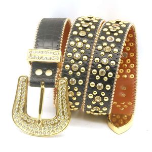 Ceinture en strass pour hommes et femmes avec boucles à aiguilles, rivets, ceinture de style punk, ceinture de pantalon à la mode et polyvalente