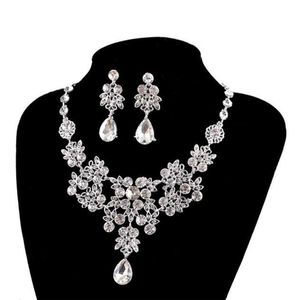 Ensemble de bijoux de mariage en strass, collier, boucles d'oreilles, pièce de perles, accessoires de fête de mariée